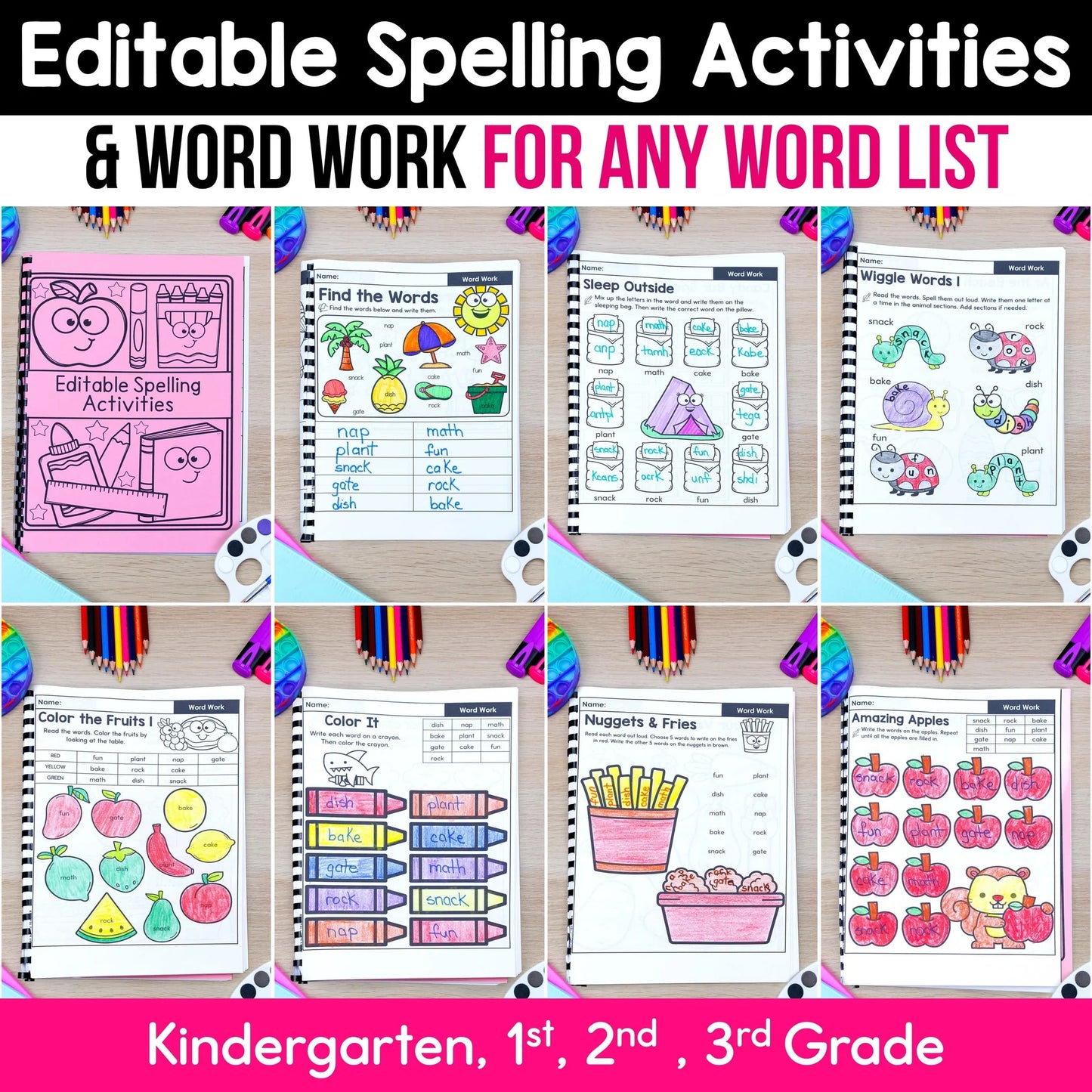 Editable Spelling Activities (FREE Today)